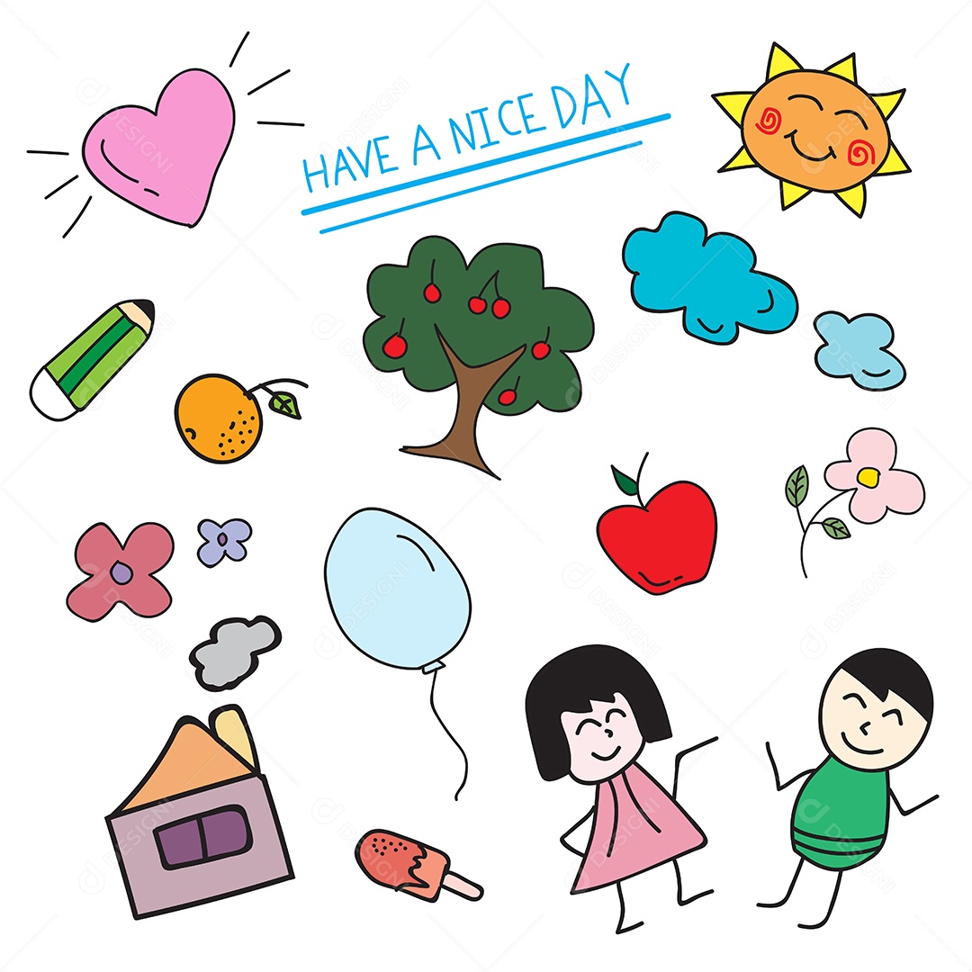 Conjuntos Desenhos  Ilustração Vetor EPS