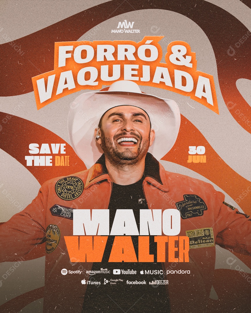 Flyer Feed Forró e Vaquejada Mano Walter Social Media PSD Editável