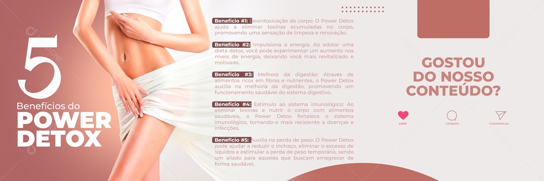 Social Media 5 Benefits of Power Detox Editable PSD