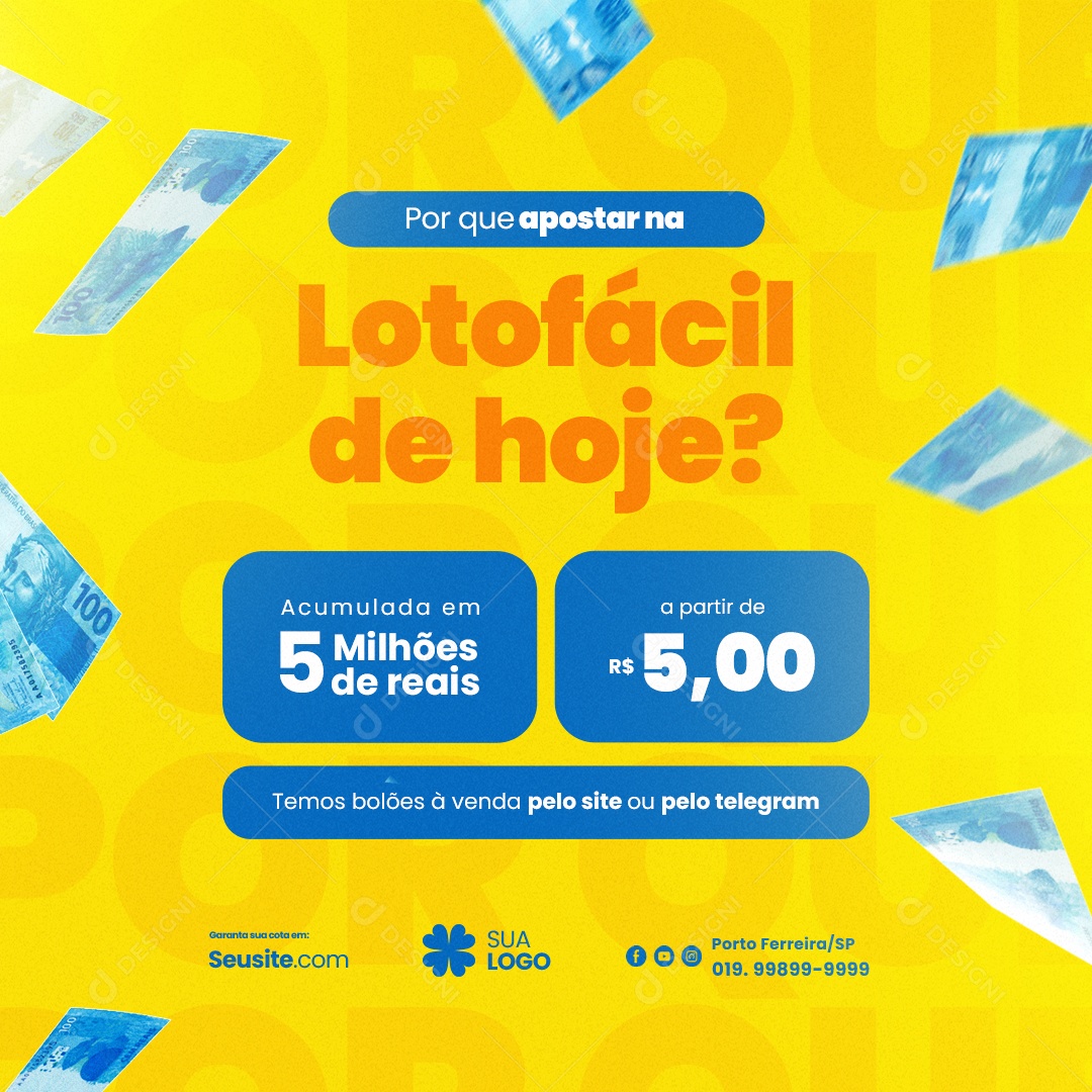 Lotérica Por Que Apostar Na Lotofácil De Hoje Social Media PSD Editável