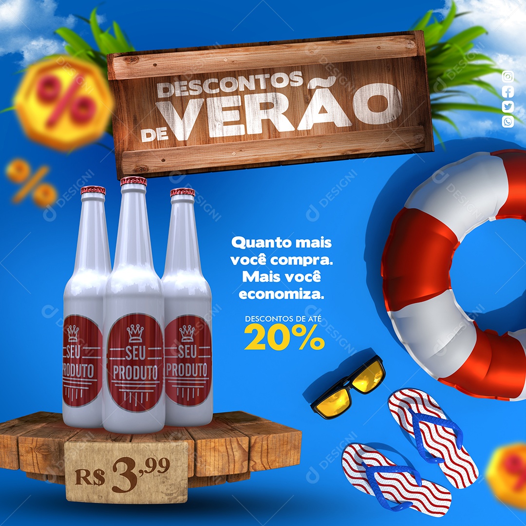 Desconto de Verão Social Media PSD