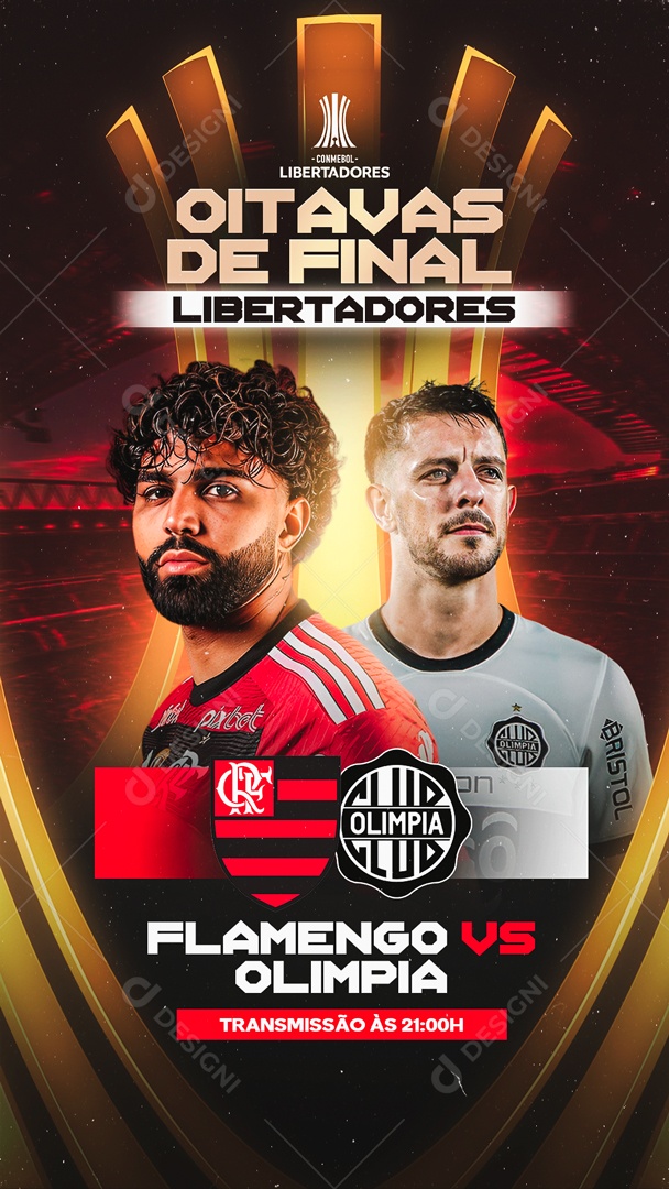 Story Futebol Oitavas De Final Libertadores Flamengo Vs Olimpia Social Media PSD Editável