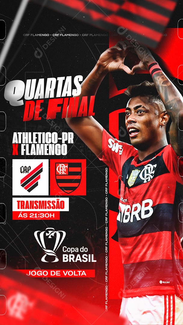 Social Media Story Quartas De Final Athletico-PR X Flamengo Futebol PSD Editável