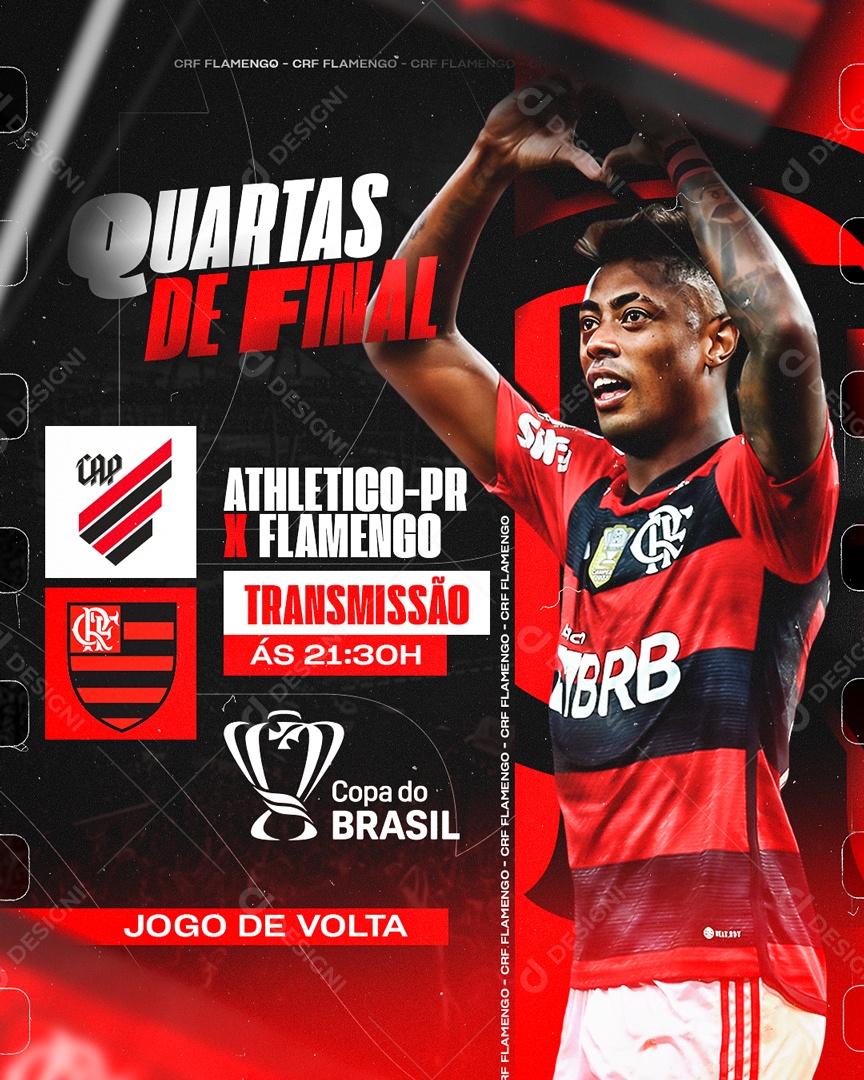 Social Media Feed Quartas De Final Athletico-PR X Flamengo Futebol PSD Editável