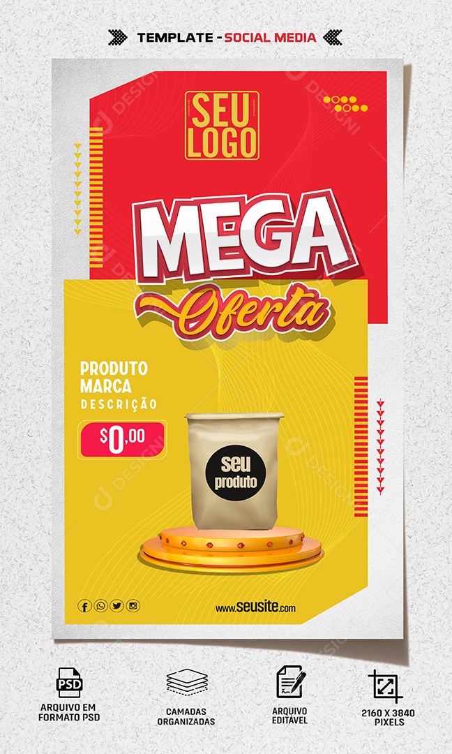 Story Mega Oferta Social Media 3D Composição PSD