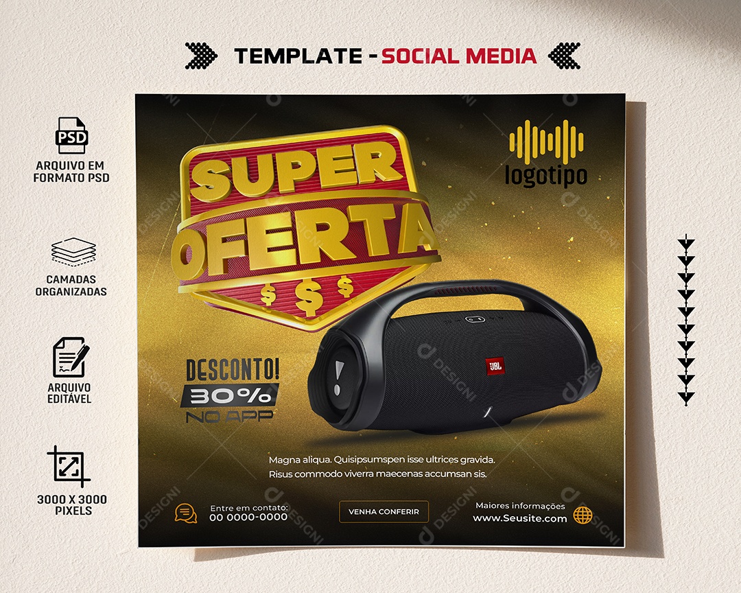 Banner Super Oferta Social Media 3D Composição