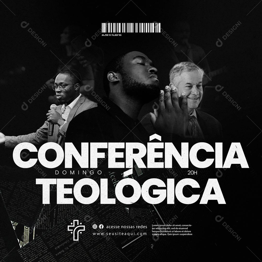 Gospel Conferência Teológica Domingo 20H Social Media PSD Editável