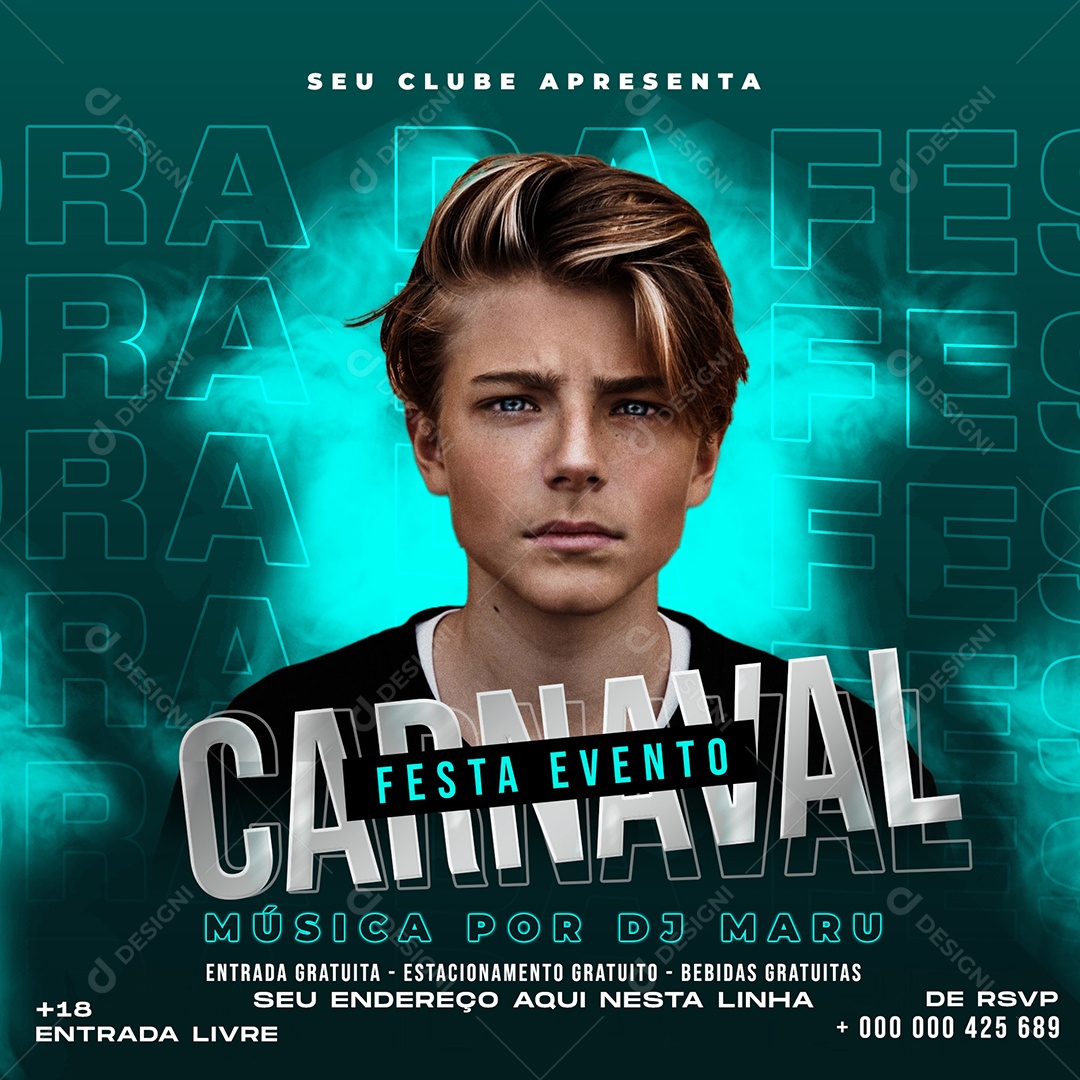 Social Media Flyer Festa Evento Carnaval Dj Maru PSD Editável