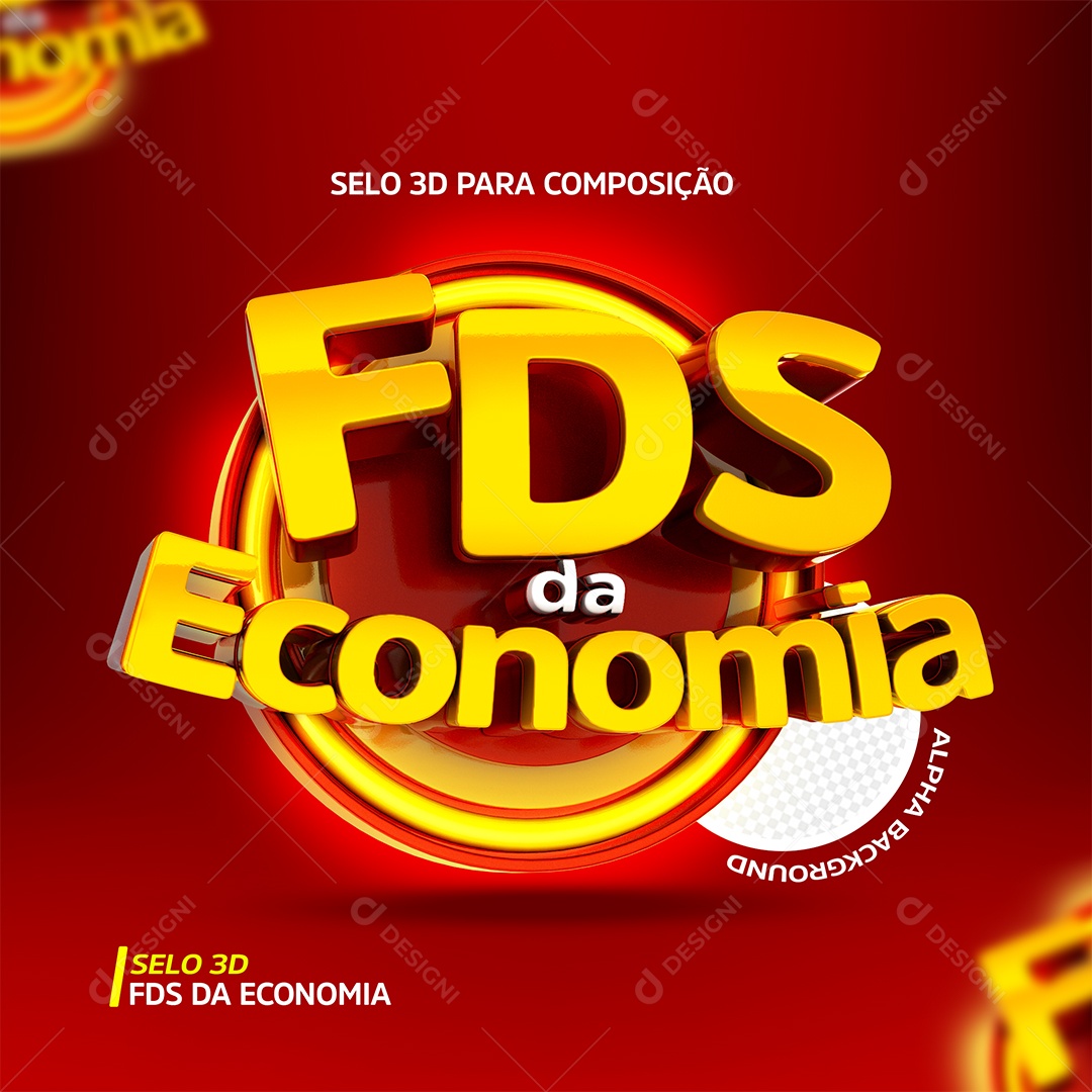 Selo 3D Vermelho FDS Da Economia Para Composição PSD