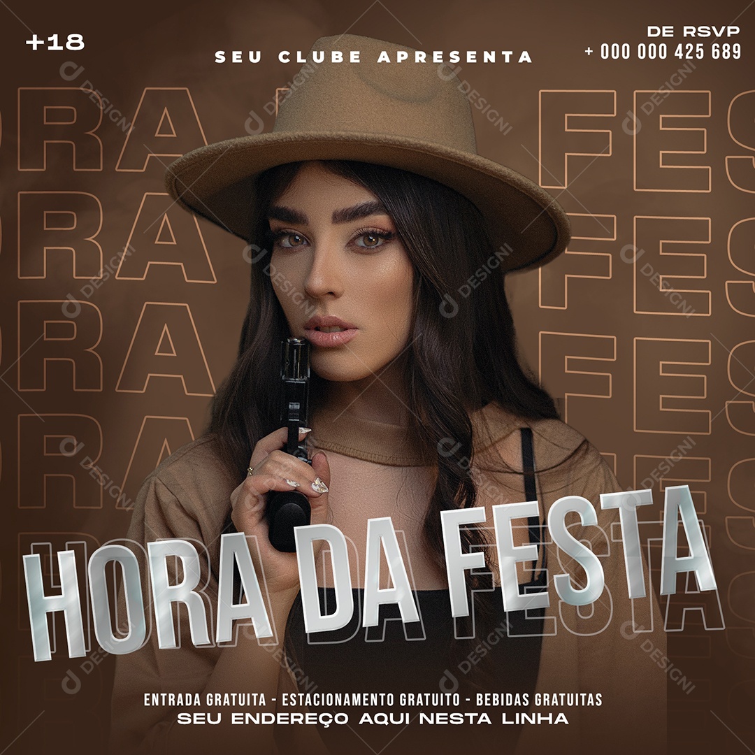 Social Media Hora Da Festa PSD Editável