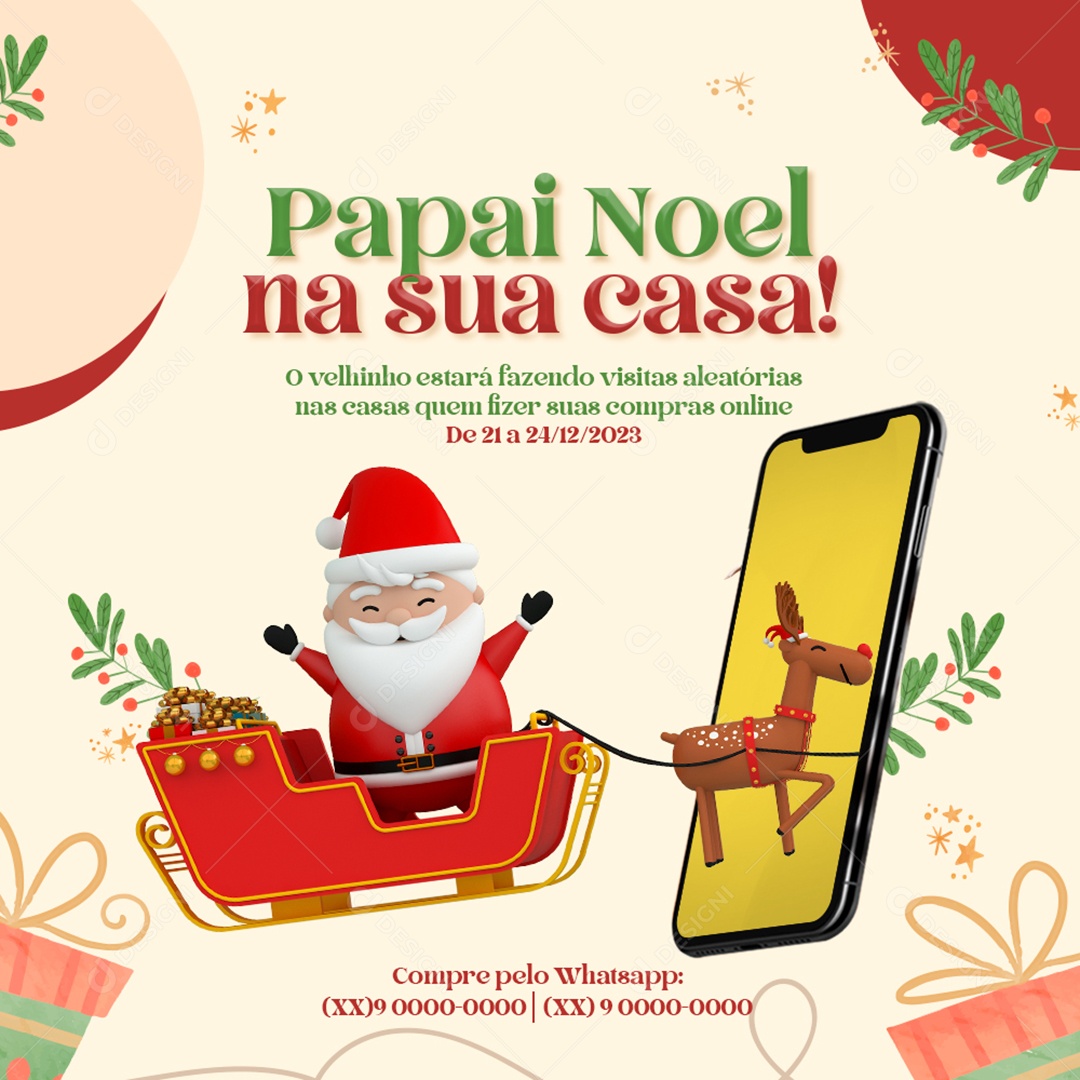 Papai Noel Na Sua Casa Social Media PSD Editável