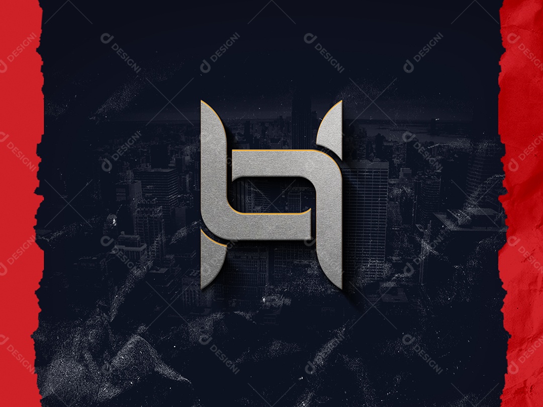 Mockup Logo Borda Vermelha PSD Editável