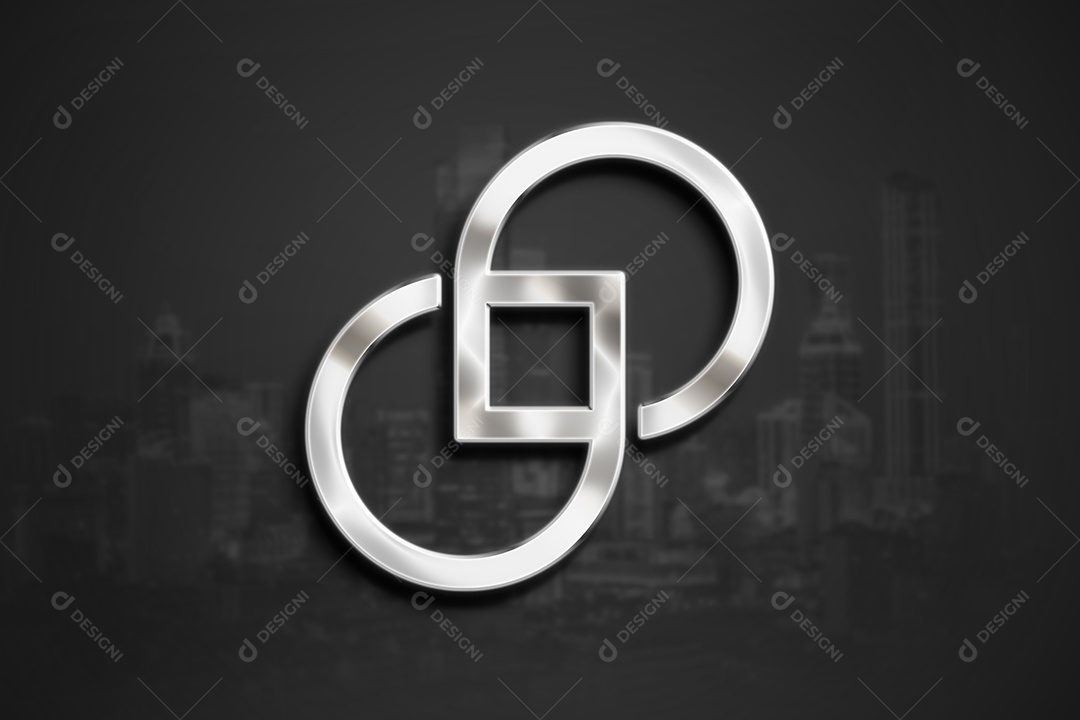 Logo Mockup Prateado Fundo Cinza PSD Editável