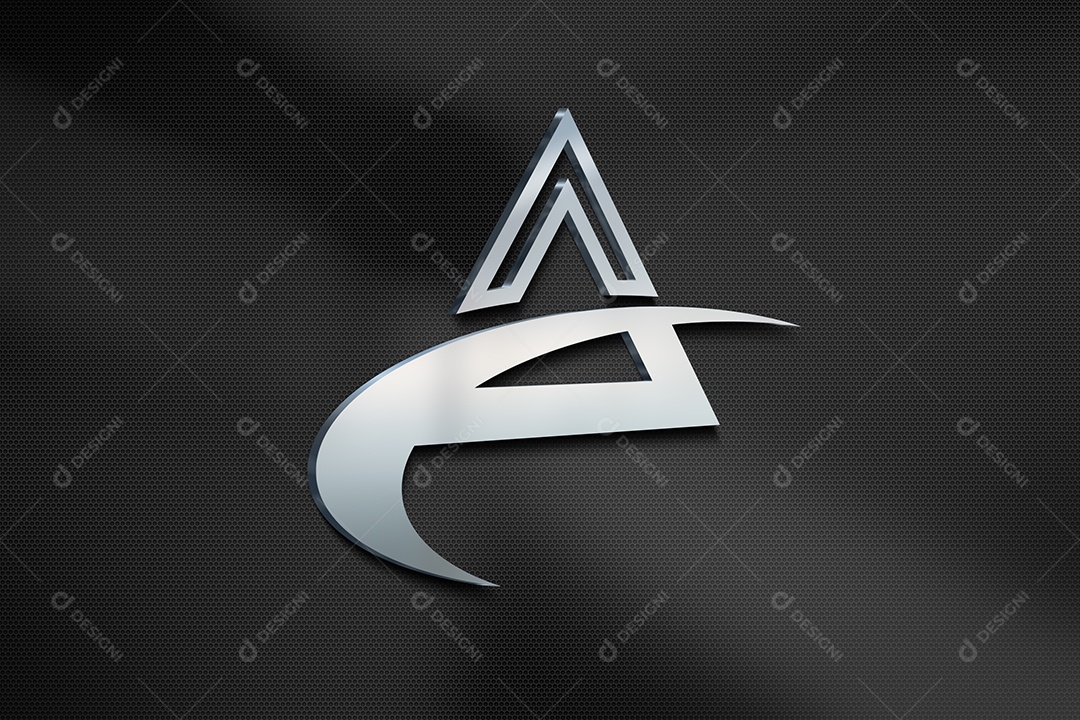 Logo Mockup Prata Fundo Preto PSD Editável