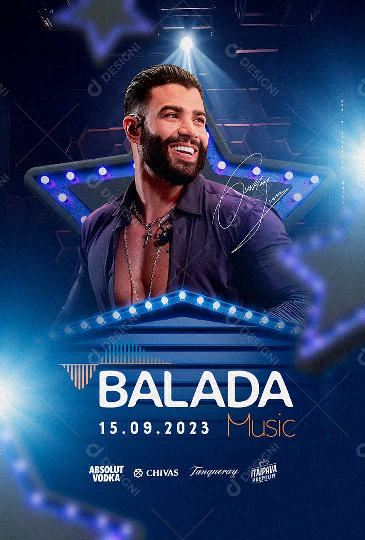 Balada Music Gusttavo Lima Flyer Social Media PSD Editável