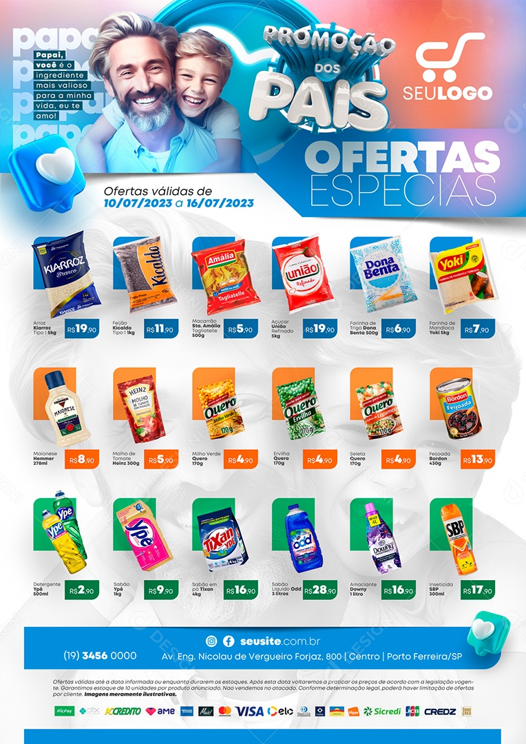 Tabloide Supermercado Promoção Dos Pais Ofertas Especiais Dia Dos Pais Social Media PSD Editável