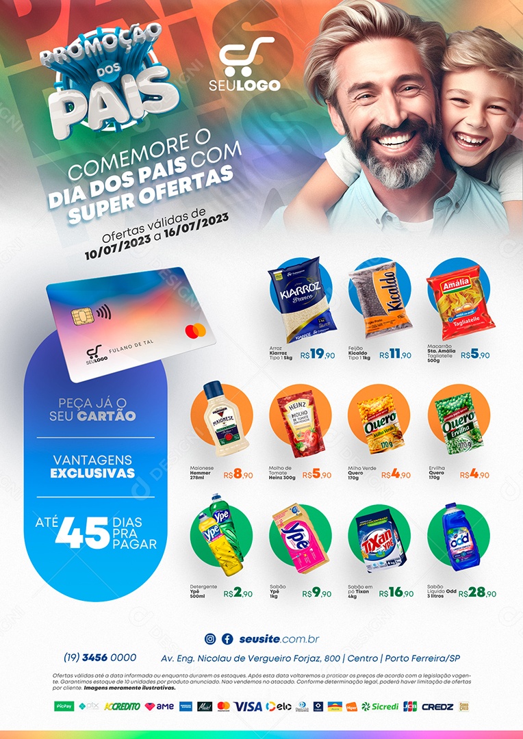 Tabloide Supermercado Promoção Dos Pais Com Super Ofertas Social Media PSD Editável