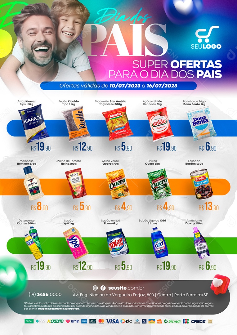 Tabloide Supermercado Super Ofertas Para O  Dia Dos Pais Social Media PSD Editável