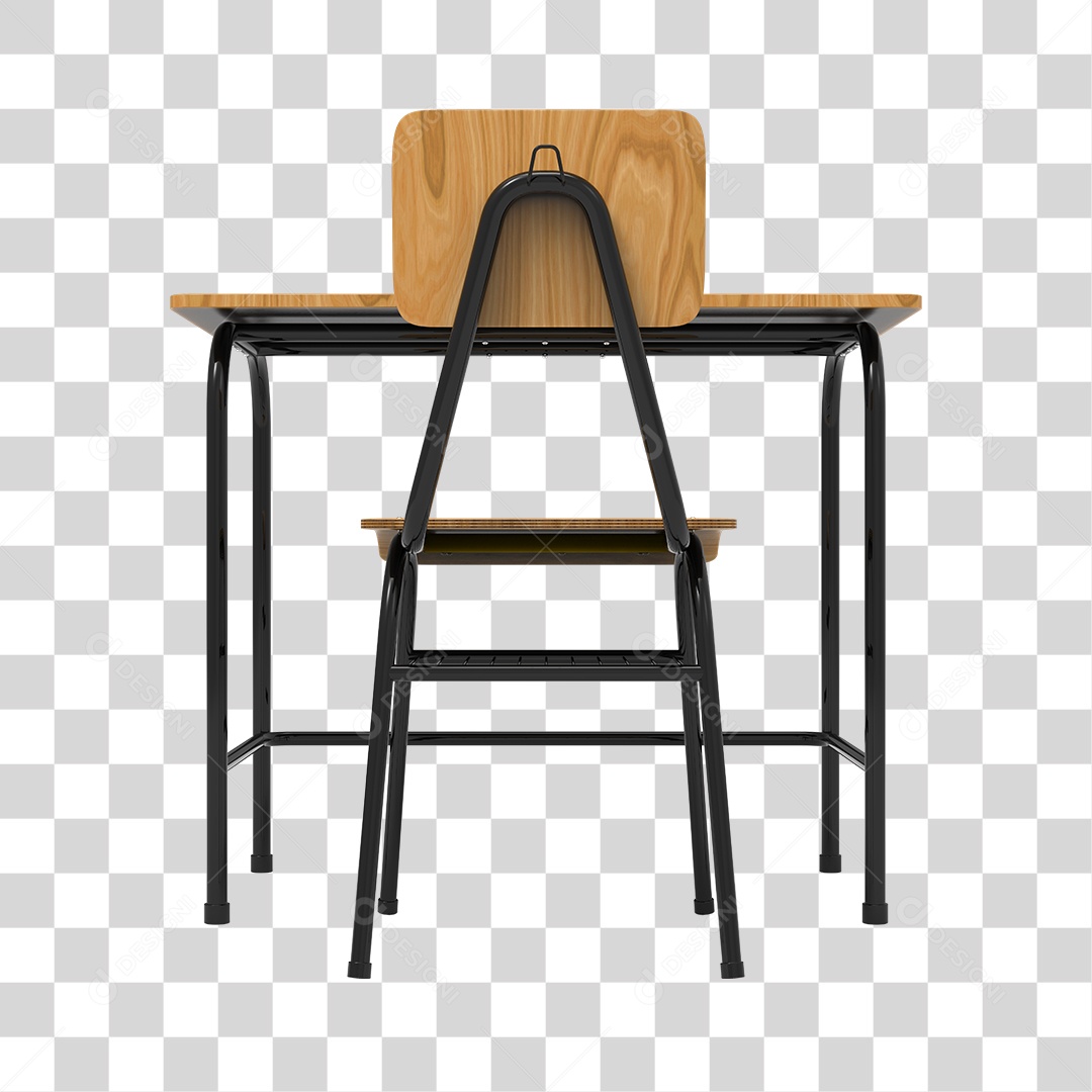 Elemento 3D Mesa com Cadeira Para Composição PNG Transparente