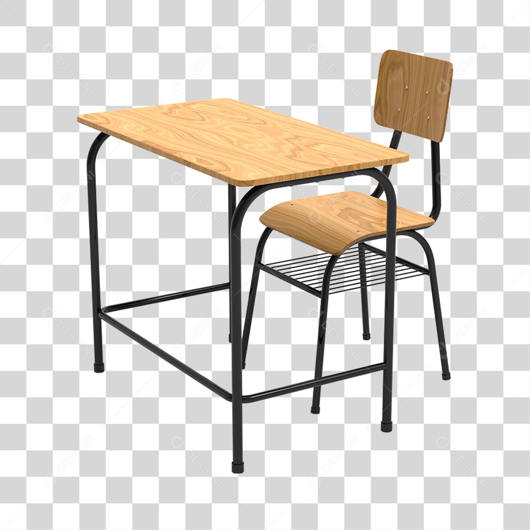 Elemento 3D Mesa com Cadeira Para Composição PNG Transparente