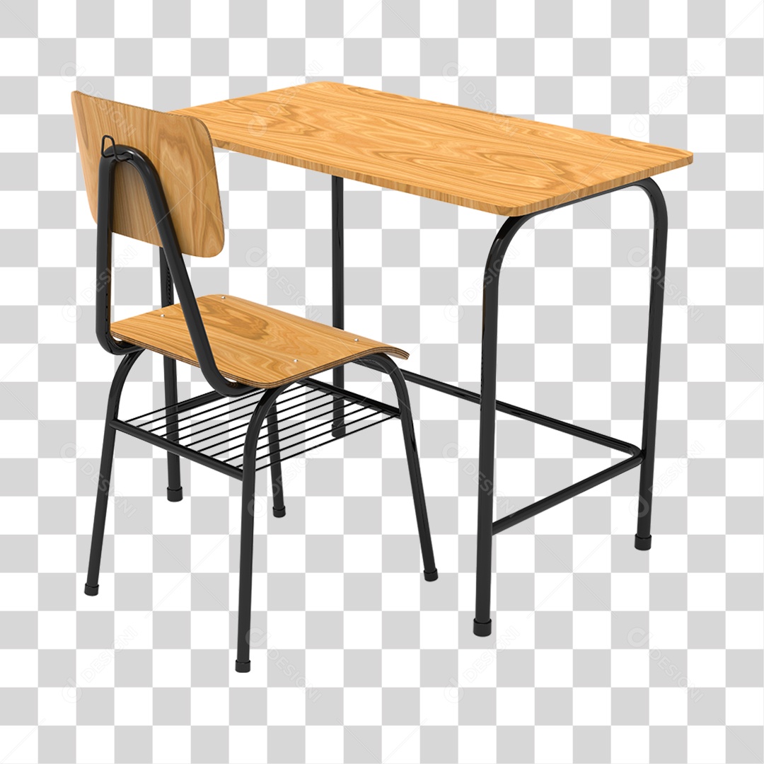 Elemento 3D Mesa com Cadeira Para Composição PNG Transparente