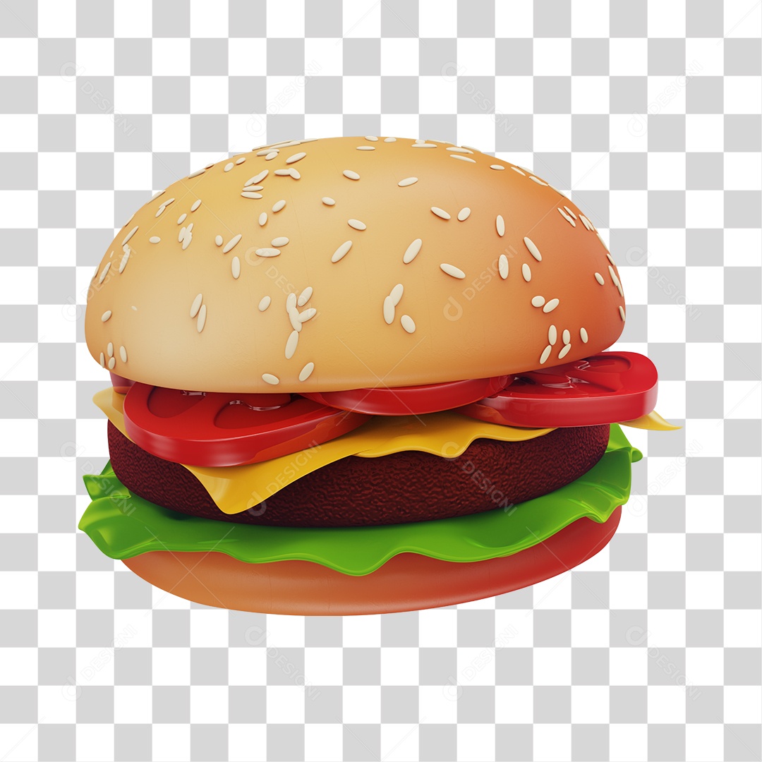 Elemento 3D Hamburguer PNG Transparente