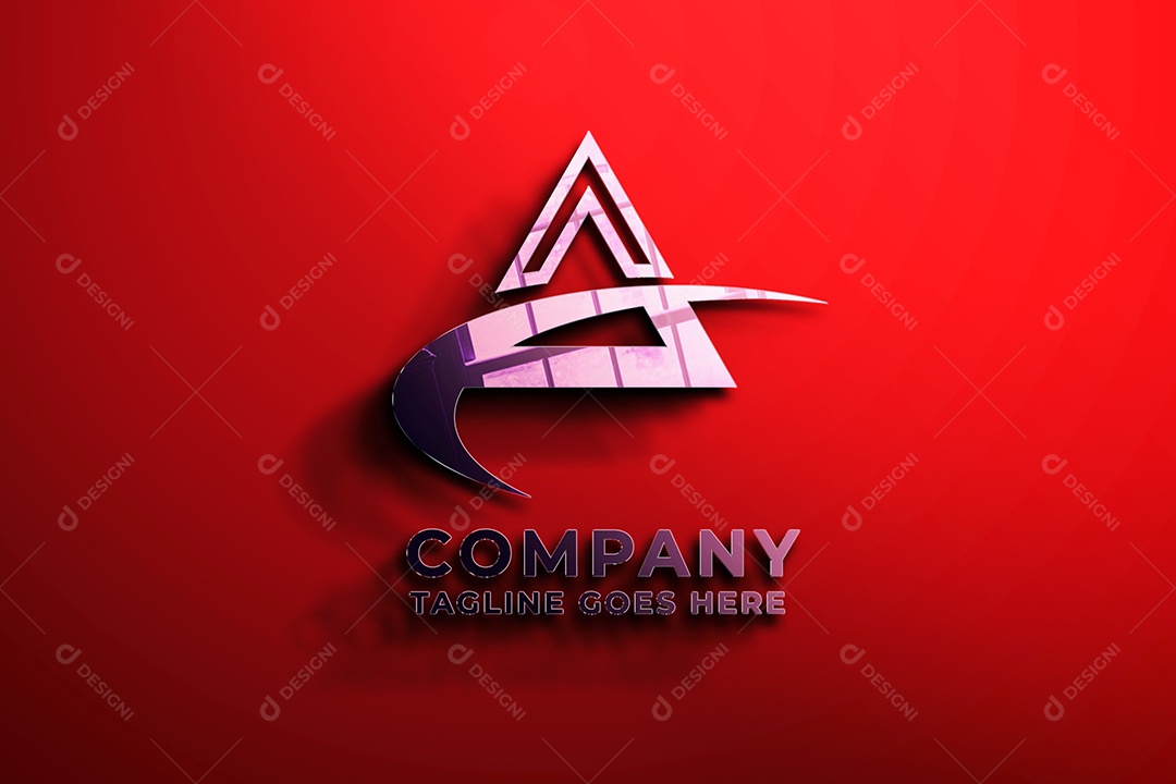 Mockup Logo Company Tagline Goes Here Fundo Vermelho PSD Editável