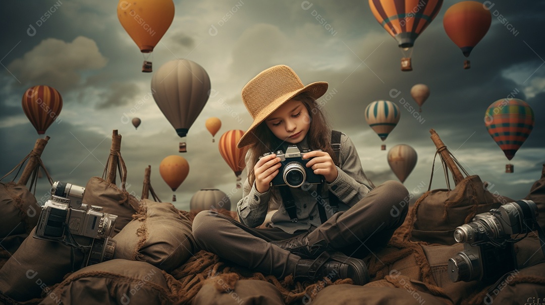 Menina segurando sua câmera