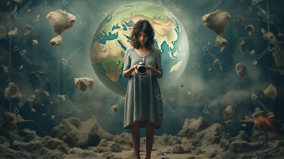 Garota segurando sua câmera