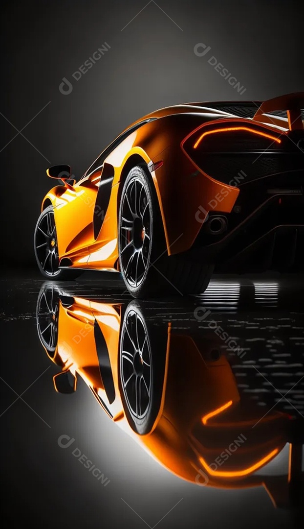 Veiculo alaranjado esportivo McLaren