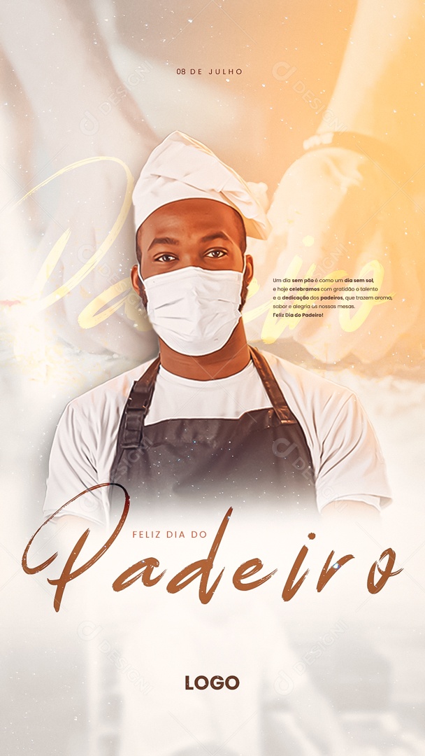 Social Media Story 08 De Julho Feliz Dia Do Padeiro PSD Editável