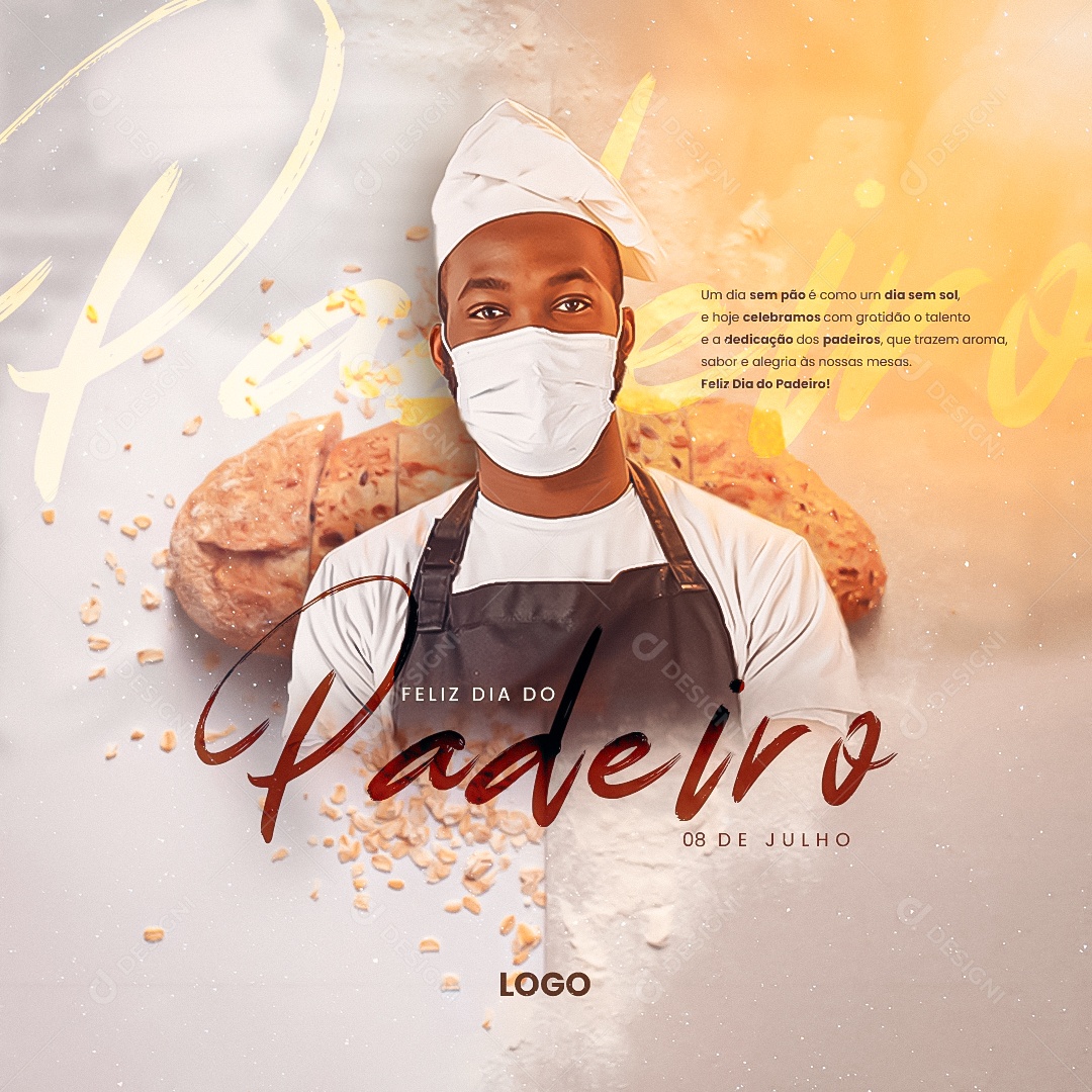 Social Media Feed 08 De Julho Feliz Dia Do Padeiro PSD Editável