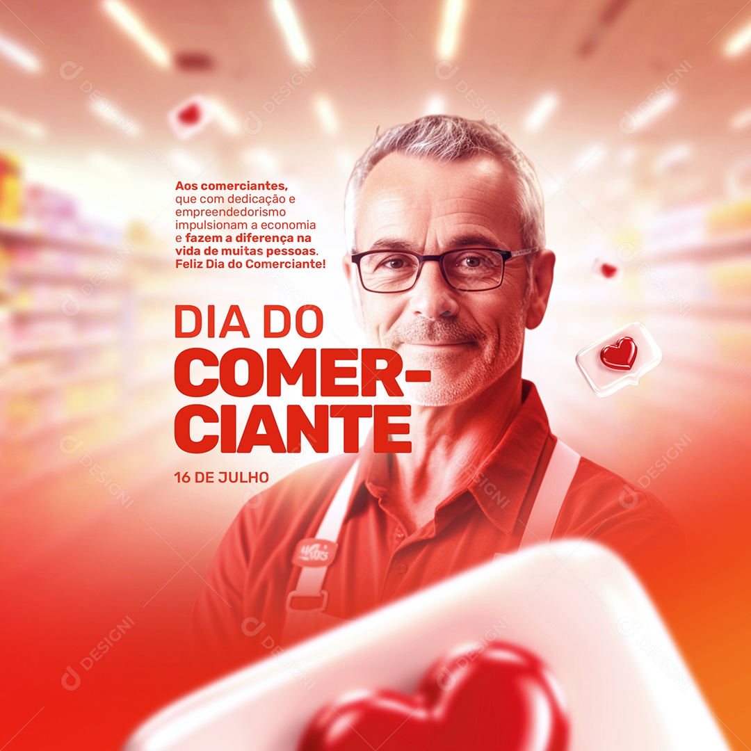 Social Media Dia Do Comerciante 16 De Julho PSD Editável