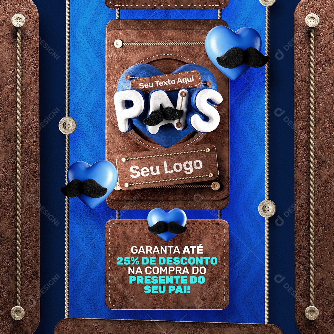 Social Media Dia Dos Pais Lojas 20% De Desconto PSD Editável