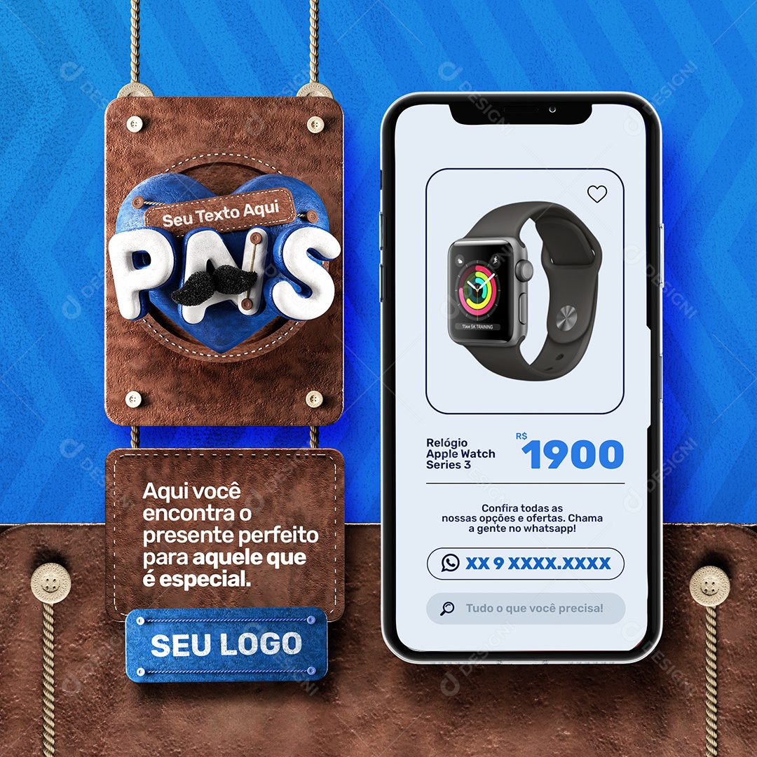 Social Media Dia Dos Pais Relógio Apple Watch PSD Editável