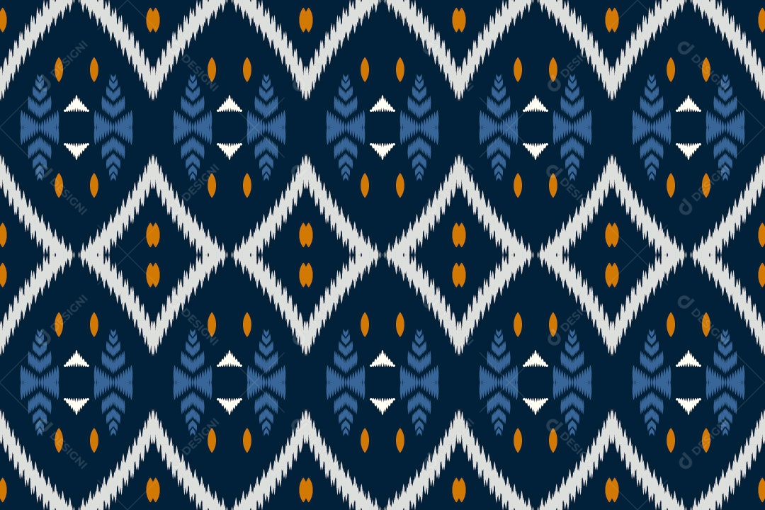 Padrão Tribal Tradicional Azul Vetor EPS