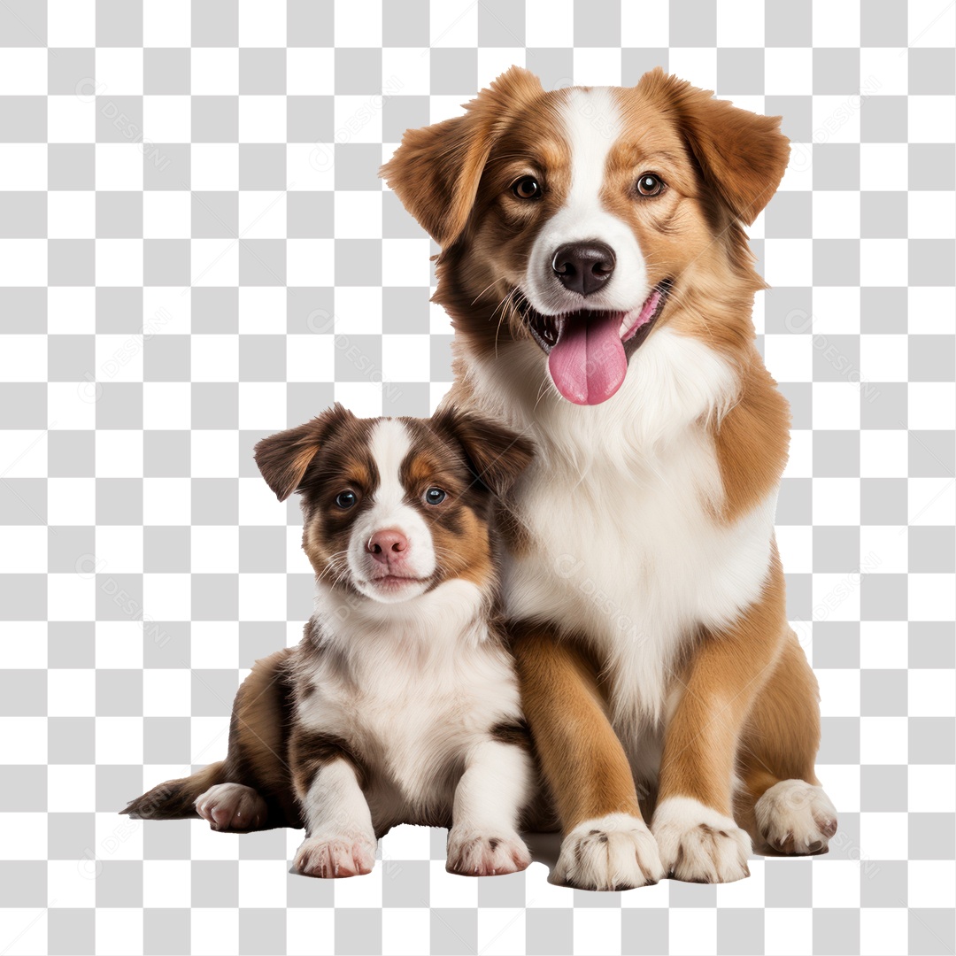 Cachorro e Filhote Olhando para Câmera Fundo PNG Transparente