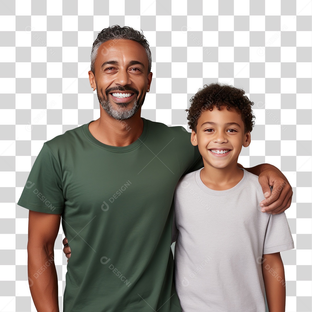 Pai e Filho Sorrindo para Câmera Fundo PNG Transparente