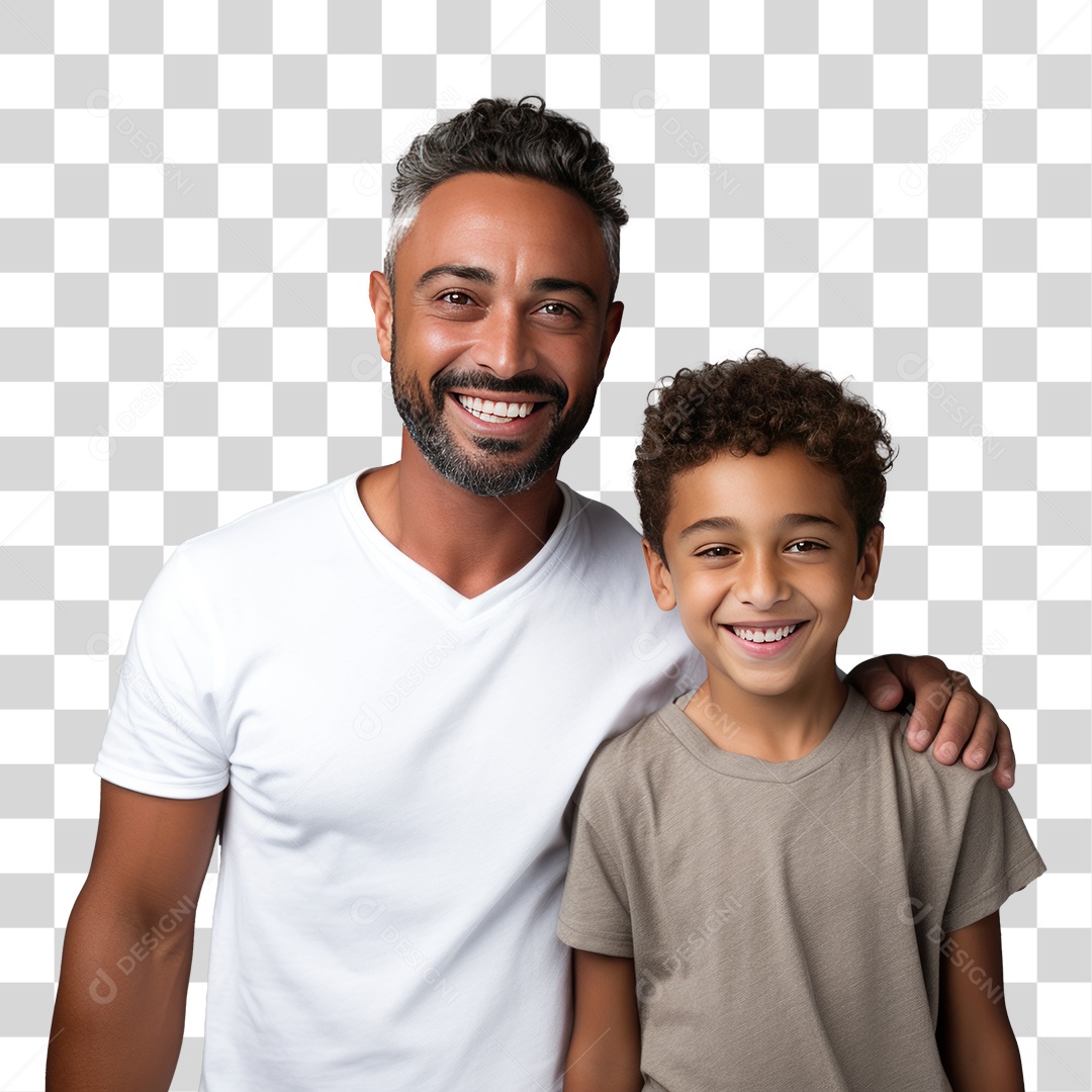 Pai e Filho Sorrindo para Câmera Fundo PNG Transparente