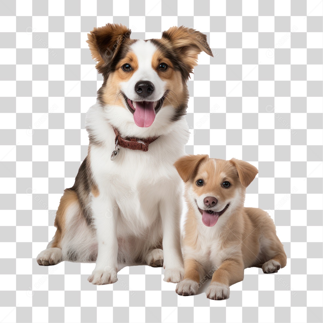 Cachorro e Filhote Olhando para Câmera Fundo PNG Transparente
