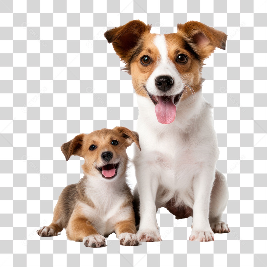 Cachorro e Filhote Olhando para Câmera Fundo PNG Transparente