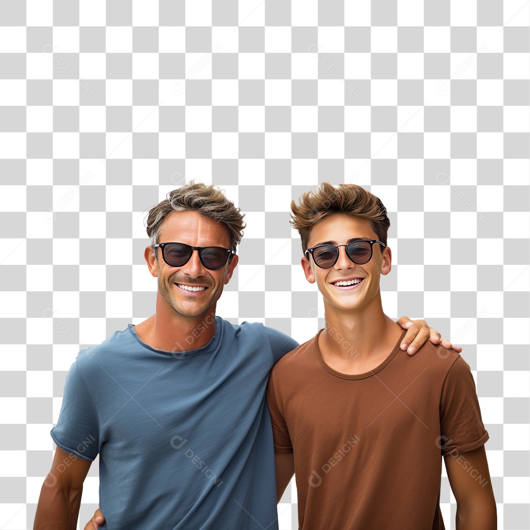 Pai e Filho de Óculos escuro Sorrindo Fundo PNG Transparente