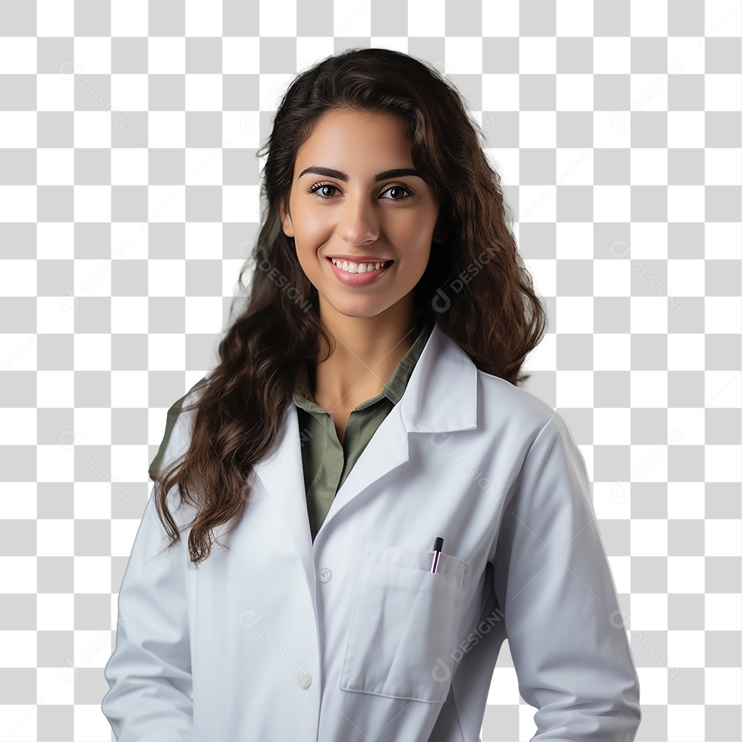 Mulher Médica Com Jaleco Branco Sorrindo Fundo PNG Transparente