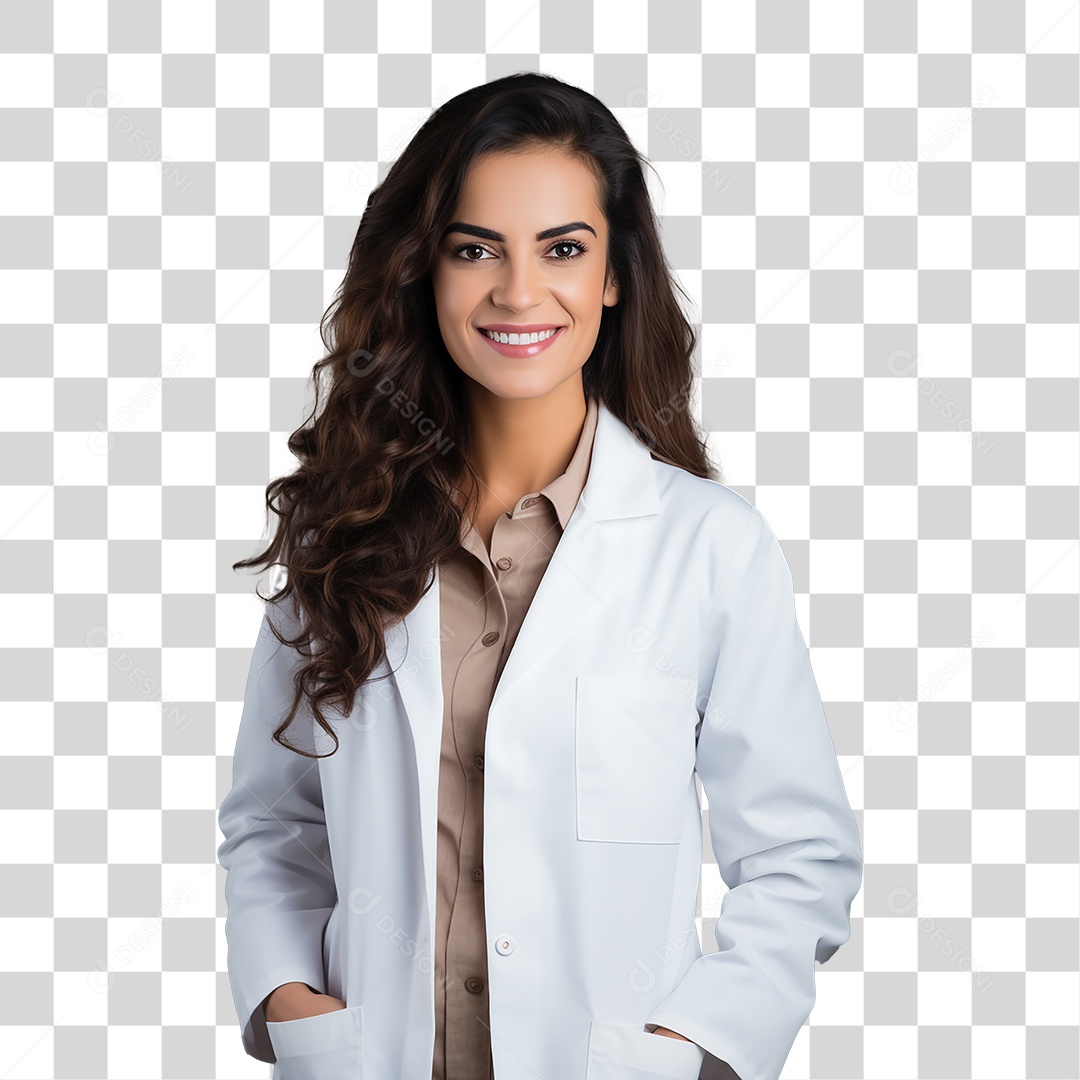 Mulher Médica Com Jaleco Branco Sorrindo Fundo PNG Transparente
