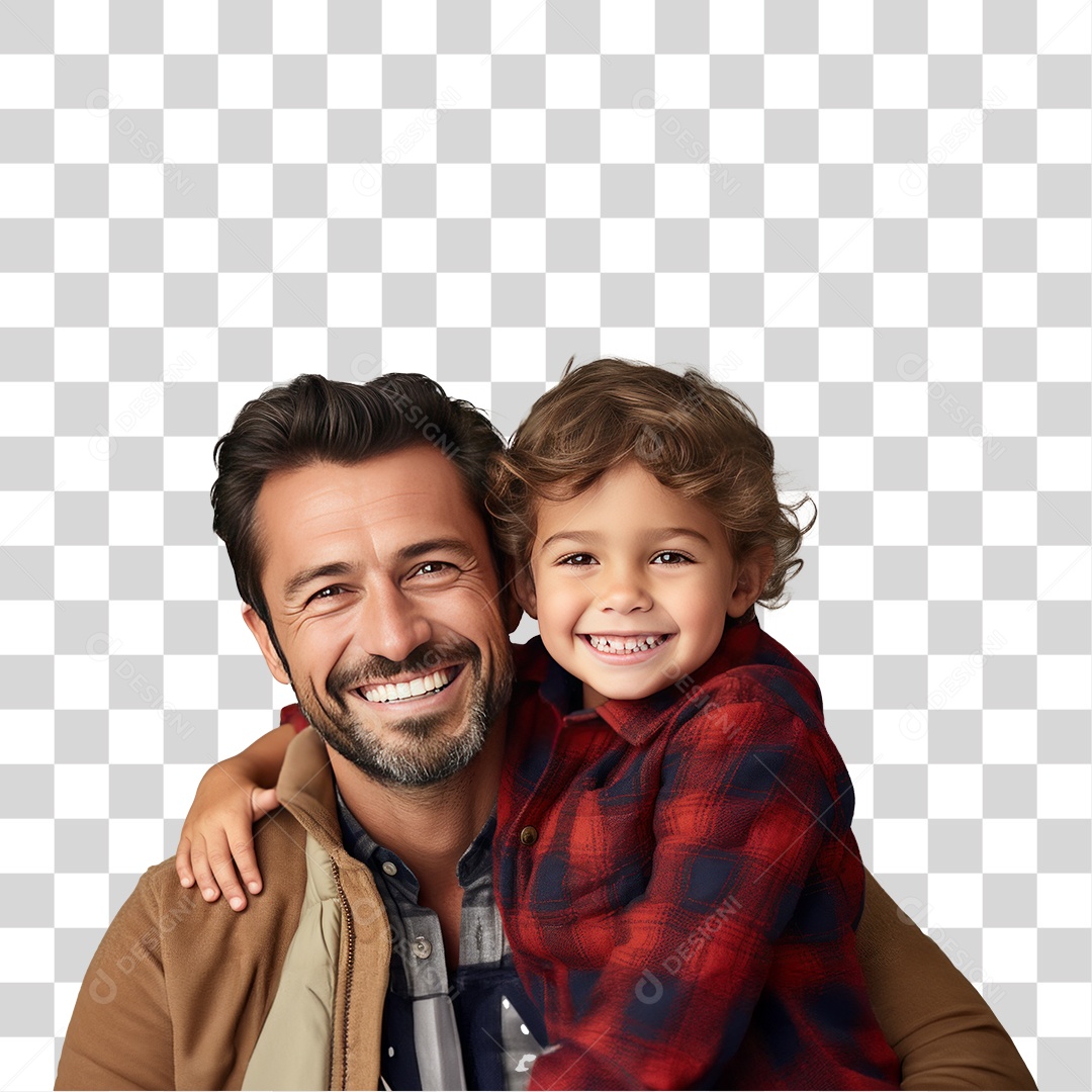Pai e Filha Sorrindo Olhando para Câmera Fundo PNG Transparente