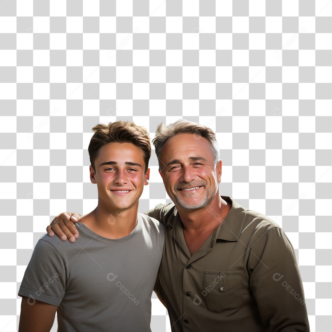 Pai e Filho De Sorrindo Olhando para Câmera Fundo PNG Transparente