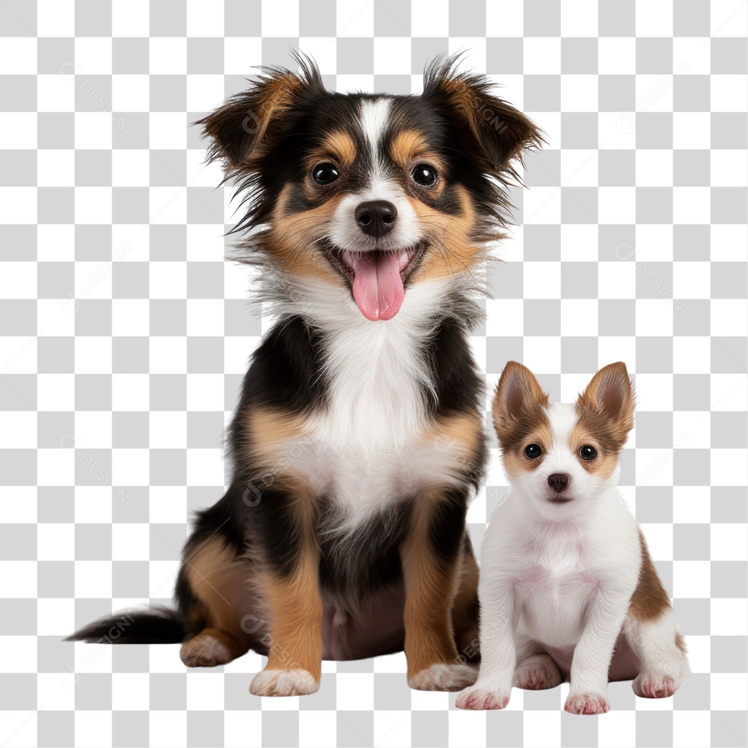Cachorro e Filhote Olhando para Câmera Fundo PNG Transparente