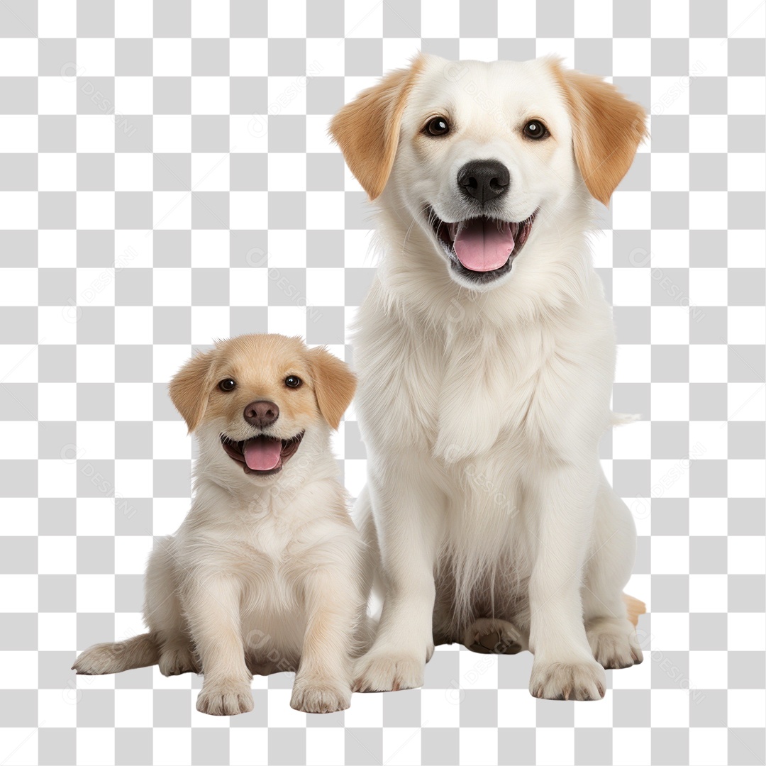 Cachorro e Filhote Olhando para Câmera Fundo PNG Transparente