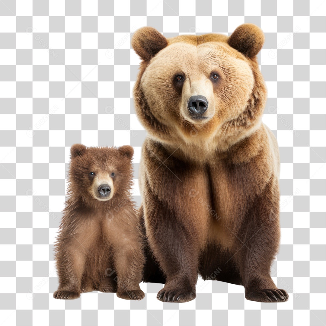 Urso e Filhote Olhando para Câmera Fundo PNG Transparente
