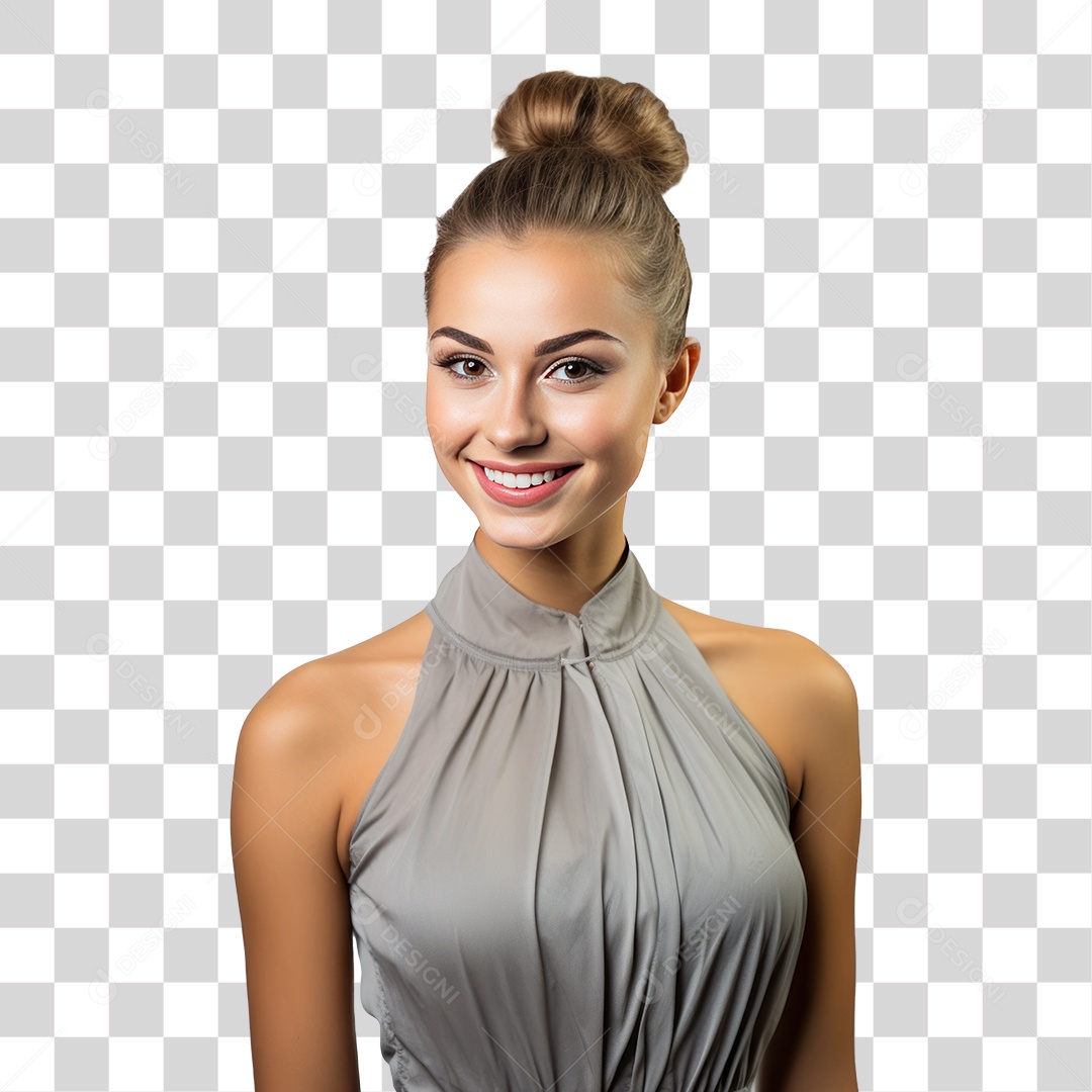 Mulher Bailarina Sorrindo Olhando para Câmera Fundo PNG Transparente